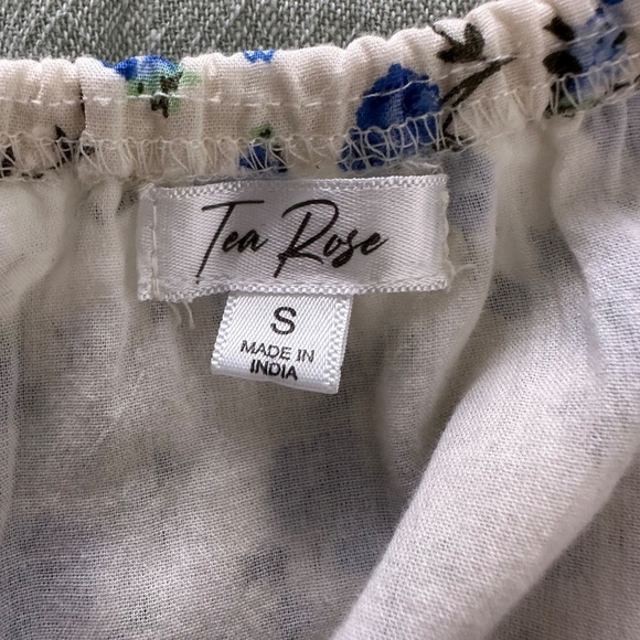 Tea Rose Blue & White Ditsy Floral Coquette Cottagecore Midi Dress Sz Small - Picture 3 of 7